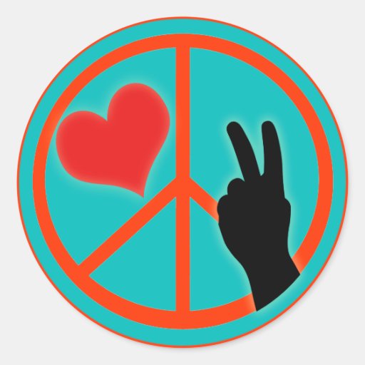 Paix et amour de signe de paix autocollant rond