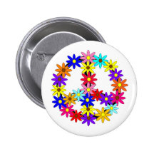 Paix et flower power badges