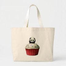 Panda Cupcake Canvas Tas