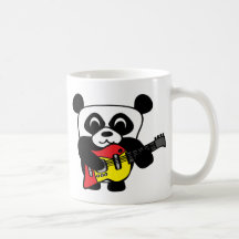 Panda de garçon avec la guitare électrique mug