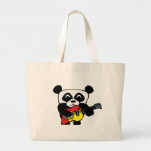 Panda de garçon avec la guitare électrique sacs en toile