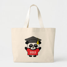 Panda de garçon diplômé rouge 2012 et de blanc sac fourre-tout