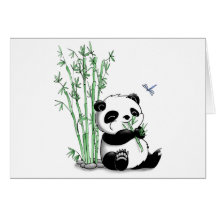 Panda mangeant le bambou cartes de vœux