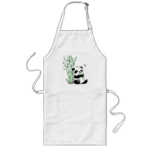Panda mangeant le bambou tablier