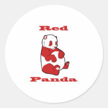 Panda rouge autocollants ronds