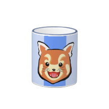 Panda rouge mignon (rayures bleues) tasse