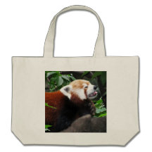 Panda rouge stricking sa langue sacs en toile