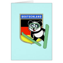 Panda Ski-sautant allemand Cartes De Vœux