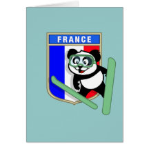Panda Ski-sautant de la France Carte De Vœux