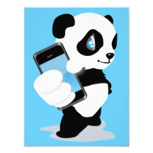 Panda tenant un iPhone Tirages Photo