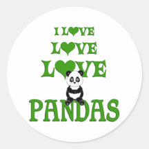 Pandas d'amour d'amour autocollants ronds