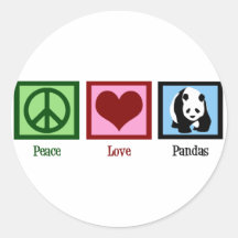 Pandas d'amour de paix autocollants ronds