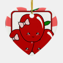 Panier de Kawaii Apple (fille) Ornements De Noël