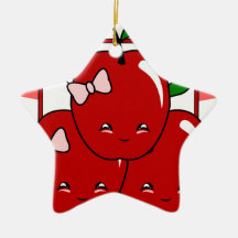 Panier de Kawaii Apple (fille) Ornements De Noël