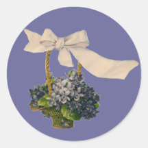 Panier vintage des violettes autocollants