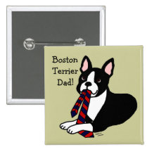 Papa de Boston Terrier avec la cravate 2 Pin's
