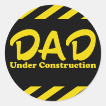 Papa in aanbouw ronde stickers