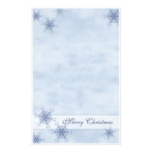 Papeterie bleue de flocons de neige papier à lettre personnalisé