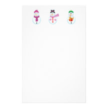 papeterie de 3 bonhommes de neige papiers à lettres