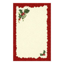 Papeterie de baies de houx de Noël Papier À Lettre Personnalisable