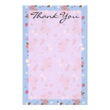 Papeterie florale assez bleue et rose de Merci Motifs Pour Papier À Lettre