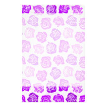 Papeterie pourpre vintage de roses papier à lettre customisable
