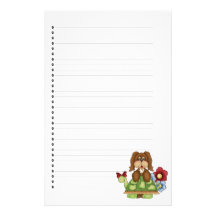 Papeterie rayée par chiot adorable papier à lettre customisable