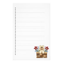 Papeterie rayée par chiot adorable papier à lettre personnalisable