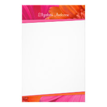 Papeterie rose orange audacieuse de marguerite de  papier à lettre personnalisé