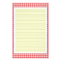 Papeterie rouge et blanche de guingan - lignes fac papier à lettre customisable