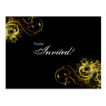 Papillon 2 d'or d'invitation de carte postale de s
