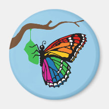 Papillon d'arc-en-ciel émergeant de Chrysalis Aimant