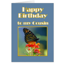 Papillon de monarque de cousin de joyeux anniversa cartes de vœux