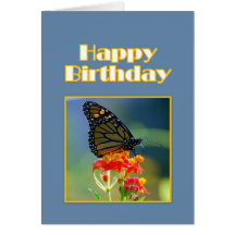 Papillon de monarque de joyeux anniversaire carte de vœux