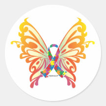 Papillon de ruban d'autisme adhésif