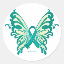 Papillon de ruban de Cancer ovarien Autocollants