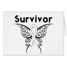 Papillon de tribal de survivant de cancer de l'os cartes de vœux