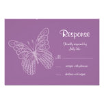 Papillon en filigrane RSVP dans le pourpre Faire-part Personnalisé