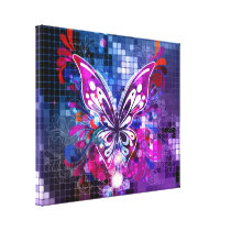 Papillon pourpre sur la copie de toile d'arrière -