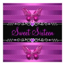 Papillon rose pourpre 2 d'anniversaire de sweet si invitation