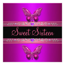 Papillon rose pourpre d'anniversaire de sweet sixt carton d'invitation