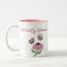 Papillons embrassant une fleur tasse à café