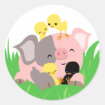 Pâques porcine et autocollant de poussins autocollants