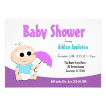 Parapluie pourpre et turquoise de bébé - invitatio