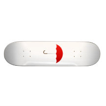Parapluie rouge plateau de skateboard