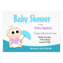 Parapluie turquoise et pourpre de bébé - invitatio