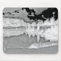 parc. lac. négatif. noir et blanc.