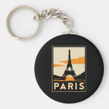 Parijs poster van de art deco retro reis sleutel hanger