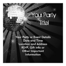 Partie argentée carrée de boule de disco d'étincel invitations