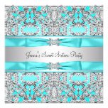 Partie bleue turquoise argentée de sweet sixteen faire-parts